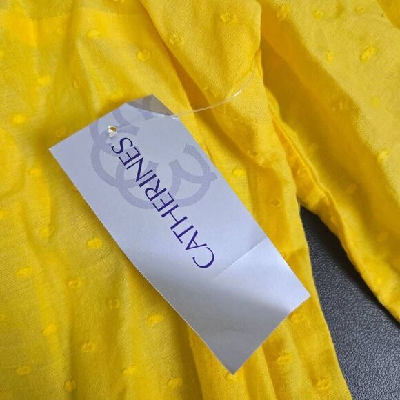 Catherines Womens Embroidered Semi Sheer Tunic Top Sz 2X Yellow Boho Peasant NWT - Picture 4 of 7